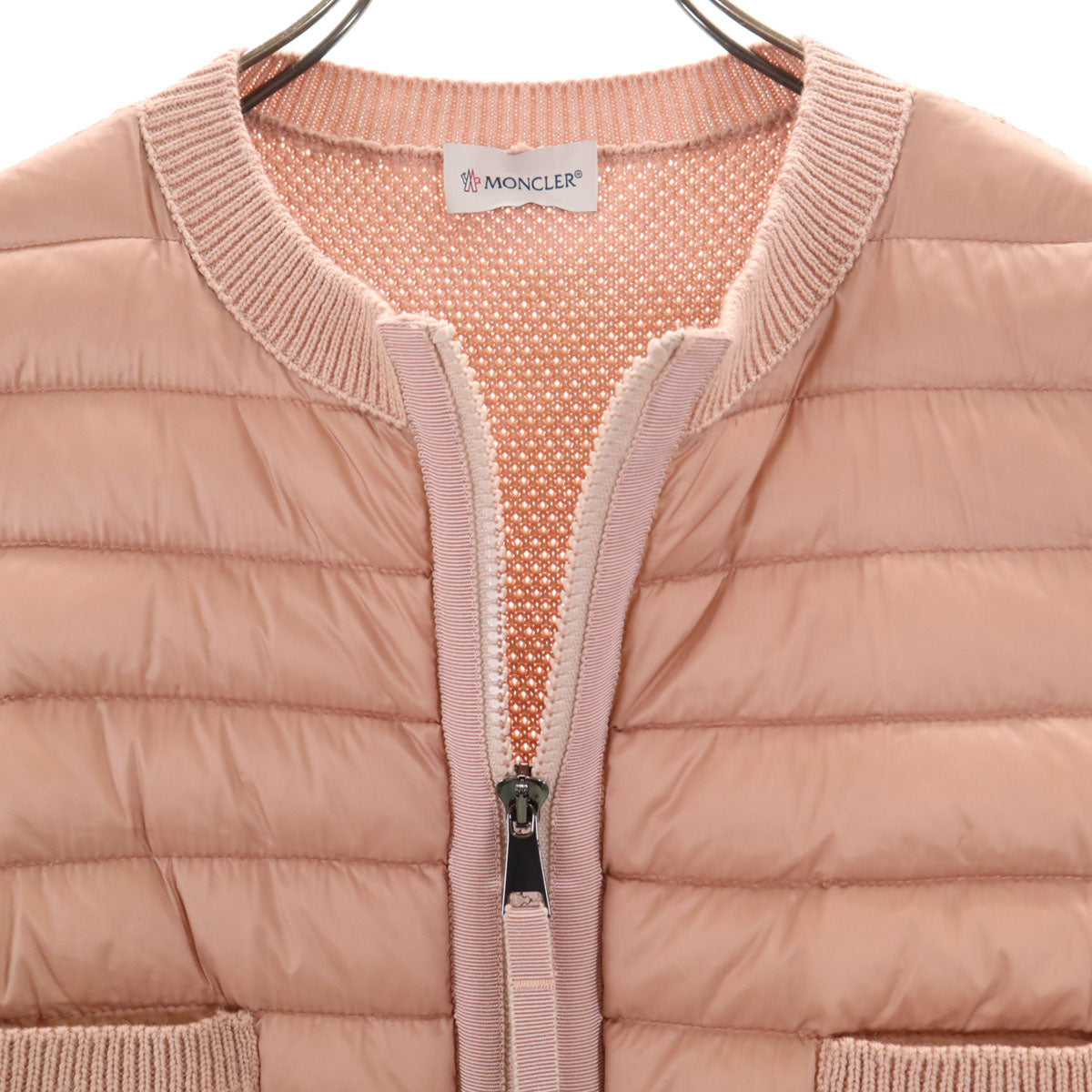 MONCLER モンクレール 長袖 ニット切替 ダウン カーディガン S ピンク レディース