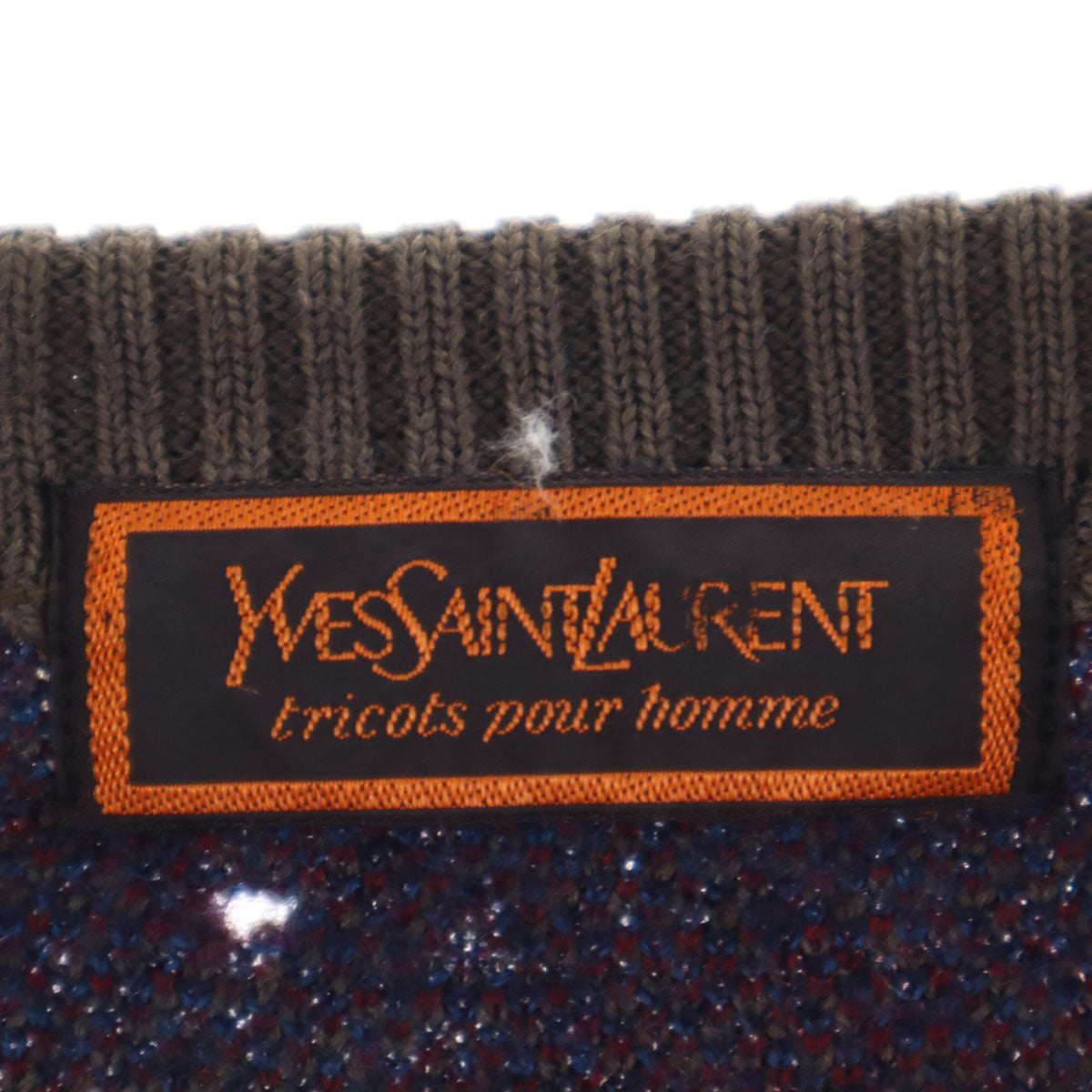 YVES SAINT LAURENT イヴサンローラン 90s ウール オールド 総柄 長袖 セーター S グレー系 ニット レディース