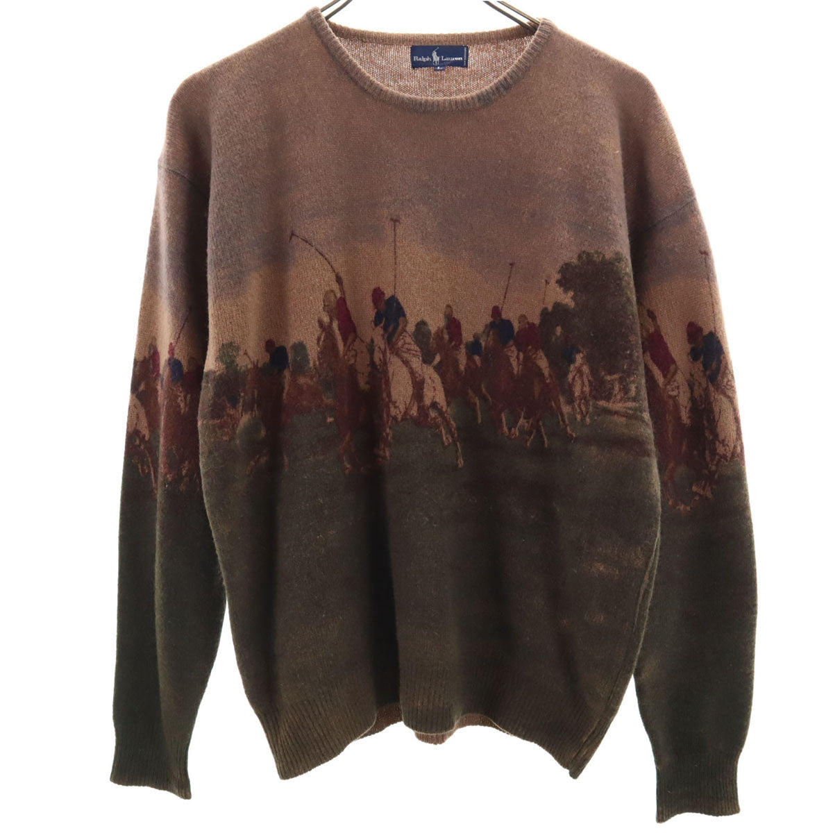RALPH LAUREN ラルフローレン 90s オールド ホース柄 長袖 セーター L ブラウン ニット レディース