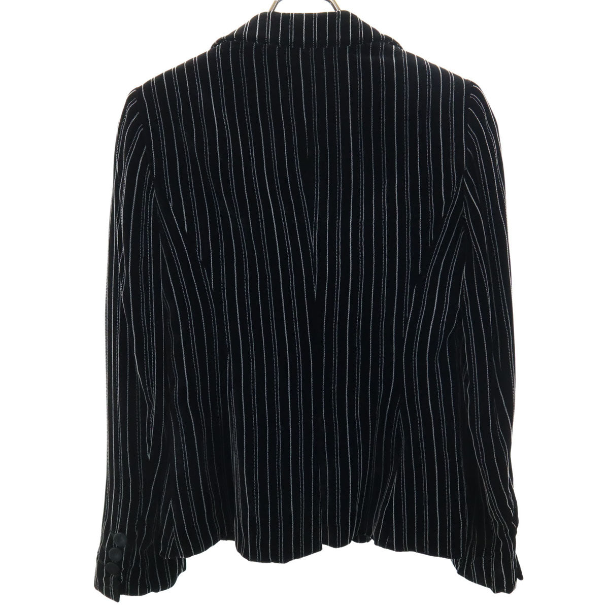 Emporio Armani エンポリオアルマーニ イタリア製 ストライプ柄 ベロア テーラードジャケット 40 ブラック レディース