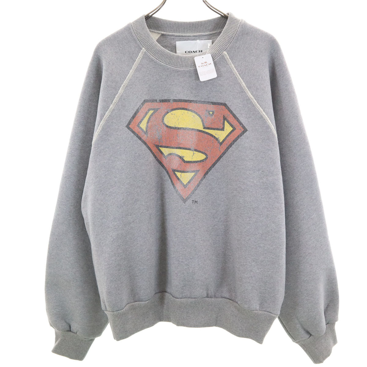 未使用 COACH コーチ スーパーマン85周年記念 ポルトガル製 長袖 スウェット トレーナー L グレー 裏起毛 メンズ