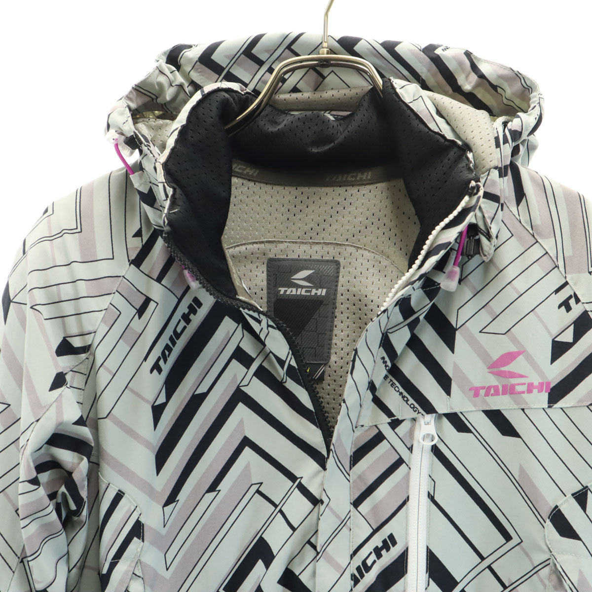 TAICHI タイチ 総柄 バイク レーシング ジャケット M グレー系 裏メッシュ ツーリング ライディング レディース