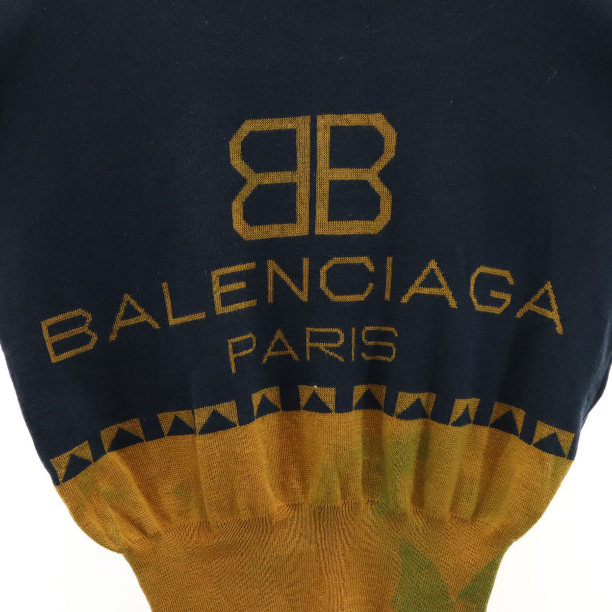 BALENCIAGA バレンシアガ 90s ウール100% オールド 長袖 セーター M ネイビー系 ニット メンズ