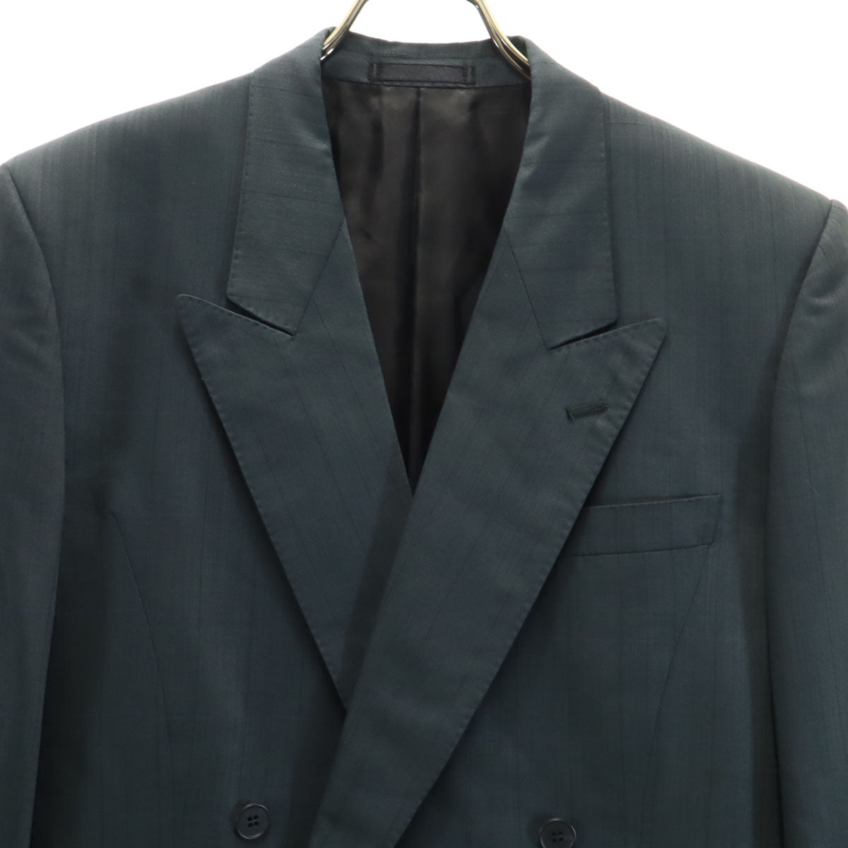 Pierre Cardin ピエールカルダン ストライプ柄 スーツ 上下 セットアップ 90A4 チャコールグレー ダブルジャケット ツータックパンツ メンズ