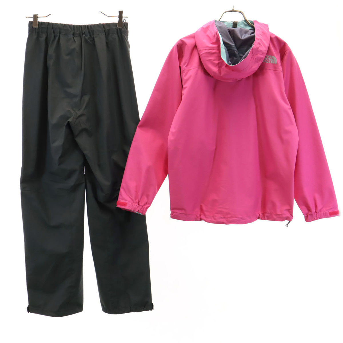 THE NORTH FACE ノースフェイス エアロ レインジャケット 上下 セットアップ M ピンク アウトドア NPW11215 収納袋付き レディース