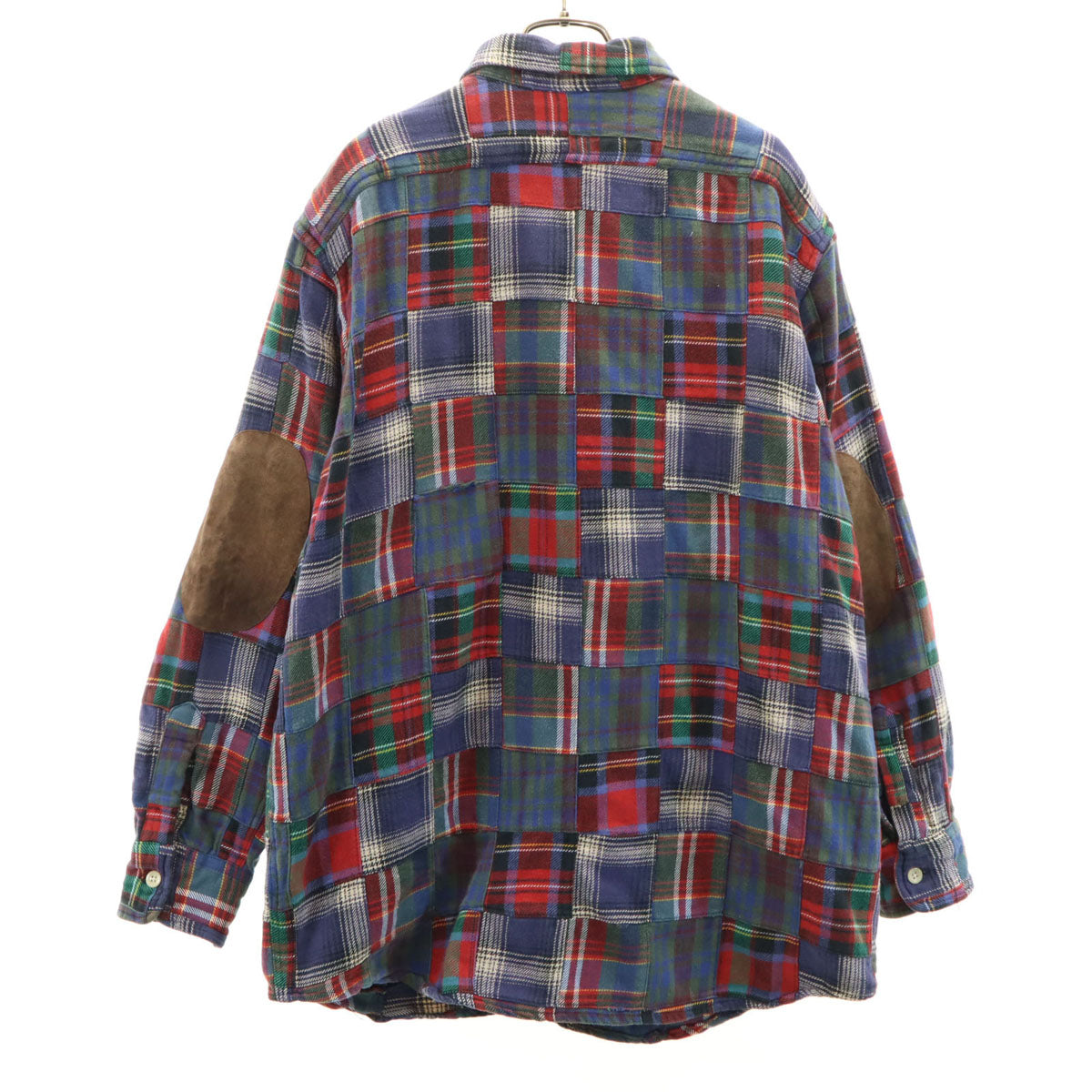 Polo by Ralph Lauren ポロバイラルフローレン チェック柄 長袖 WOODSMAN WS パッチワーク ネルシャツ L マルチ エルボーパッチ メンズ