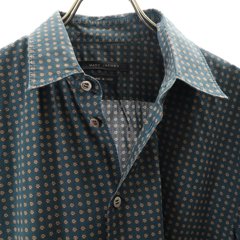 MARC JACOBS マークジェイコブス 2014年モデル イタリア製 総柄 長袖 ボタンダウンシャツ 46 ブルー メンズ