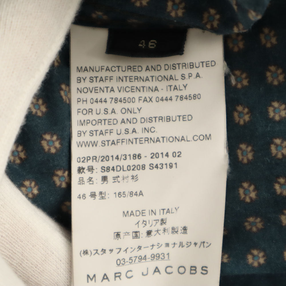 MARC JACOBS マークジェイコブス 2014年モデル イタリア製 総柄 長袖 ボタンダウンシャツ 46 ブルー メンズ