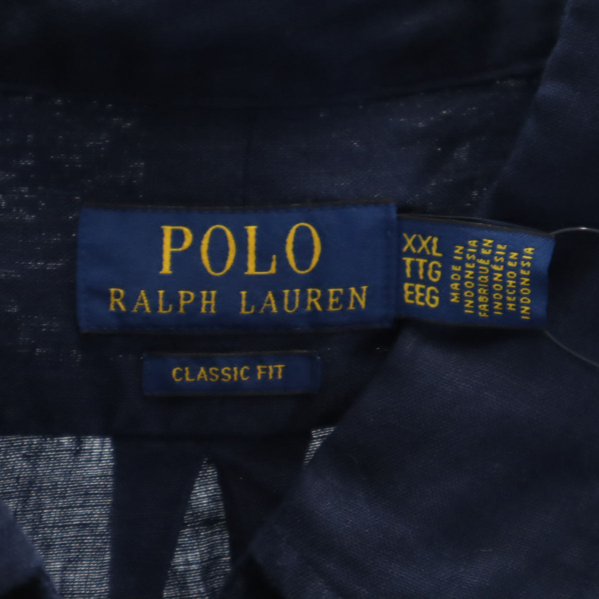 未使用 POLO RALPH LAUREN ポロラルフローレン リネン 長袖 ボタンダウンシャツ XXL ネイビー ビッグサイズ メンズ