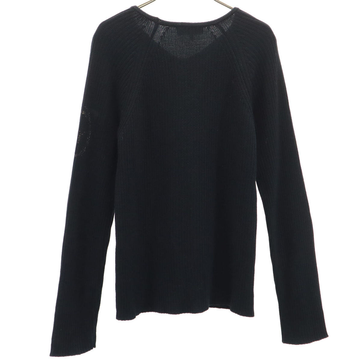 Emporio Armani エンポリオアルマーニ イタリア製 長袖 Vネック リブ ニット 48 ブラック メンズ