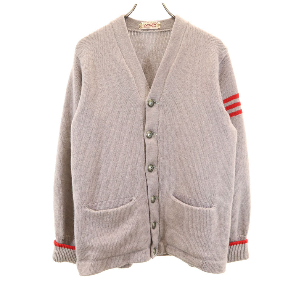 ROGAN ローガン 50s 60s ヴィンテージ ウールブレンド 長袖 レタード カーディガン グレー メンズ