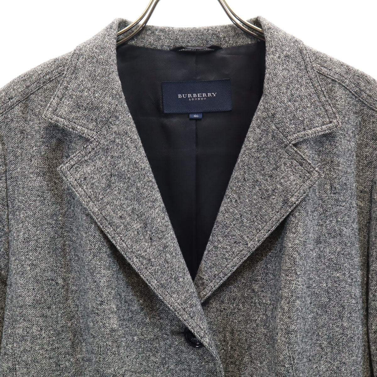 BURBERRY LONDON バーバリーロンドン 日本製 ウールブレンド テーラードジャケット 46 グレー 三陽商会 レディース