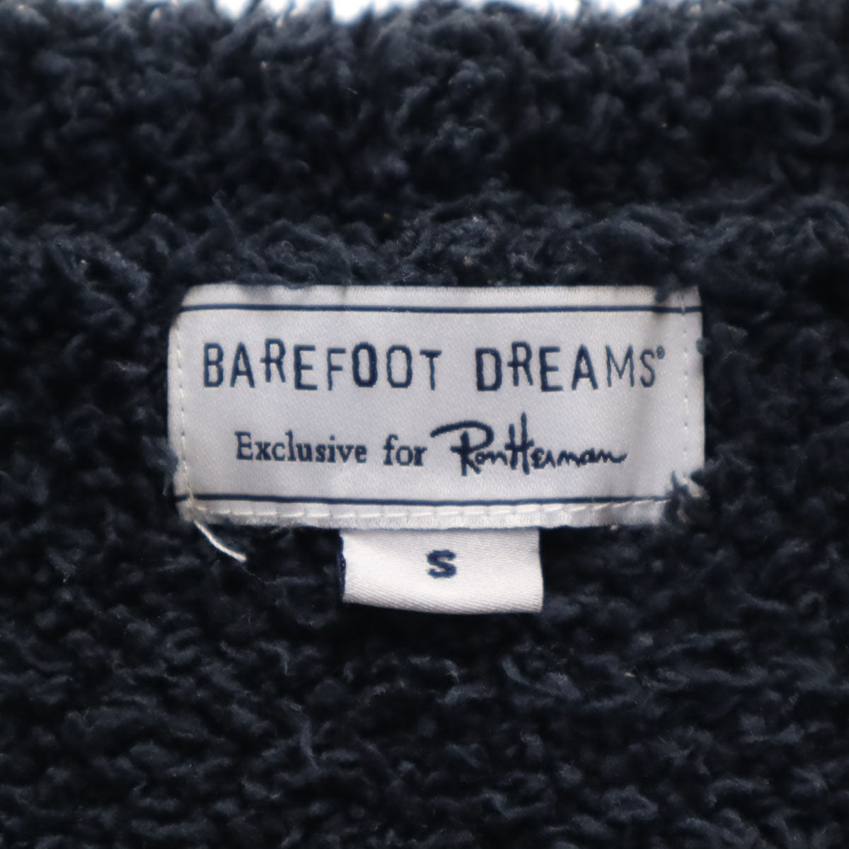 BAREFOOT DREAMS ベアフットドリームス 長袖 ふわモコ ジップパーカー S ネイビー ルームウェア ロンハーマン メンズ