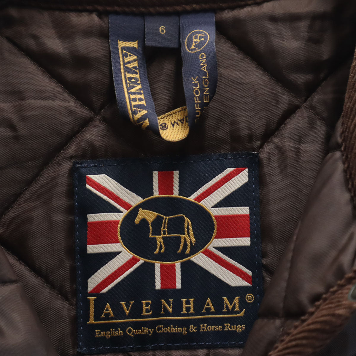 LAVENHAM ラベンハム イングランド製 フード付き キルティングジャケット 6 ブラウン レディース