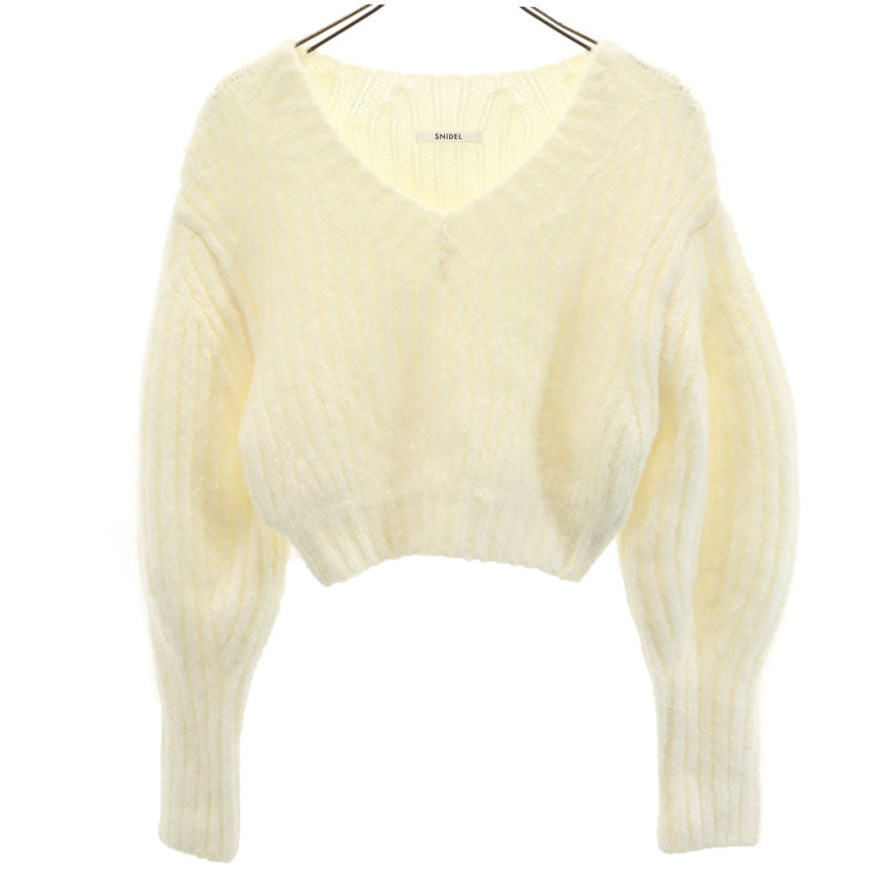 SNIDEL スナイデル 23年モデル 長袖 Vネック セーター F 白 ニット ショート丈 SWNT235087 レディース