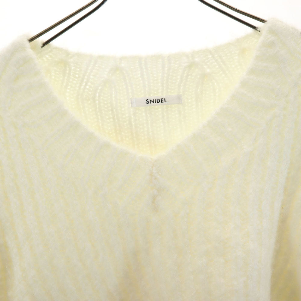 SNIDEL スナイデル 23年モデル 長袖 Vネック セーター F 白 ニット ショート丈 SWNT235087 レディース