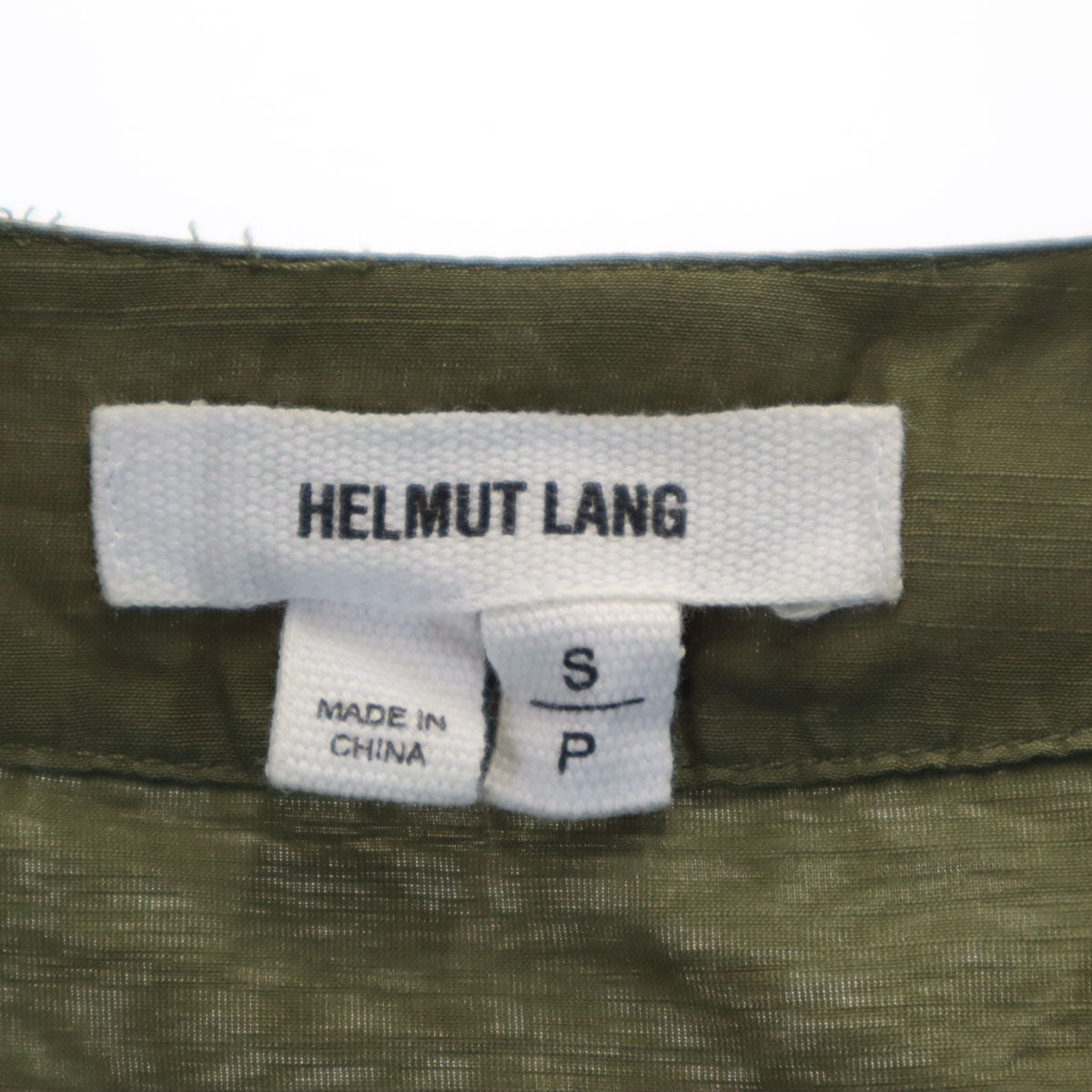 HELMUT LANG ヘルムートラング シルクブレンド 長袖 Vネック カットソー S カーキ ロールアップ レディース