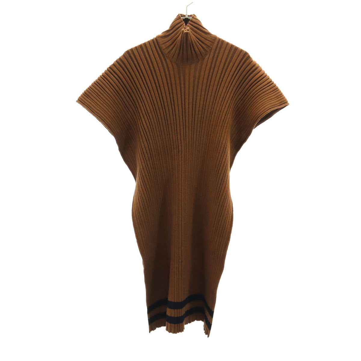 SalvatoreFerragamo サルバトーレフェラガモ イタリア製 ノースリーブ タートルネック ニット S ブラウン ポンチョ レディース