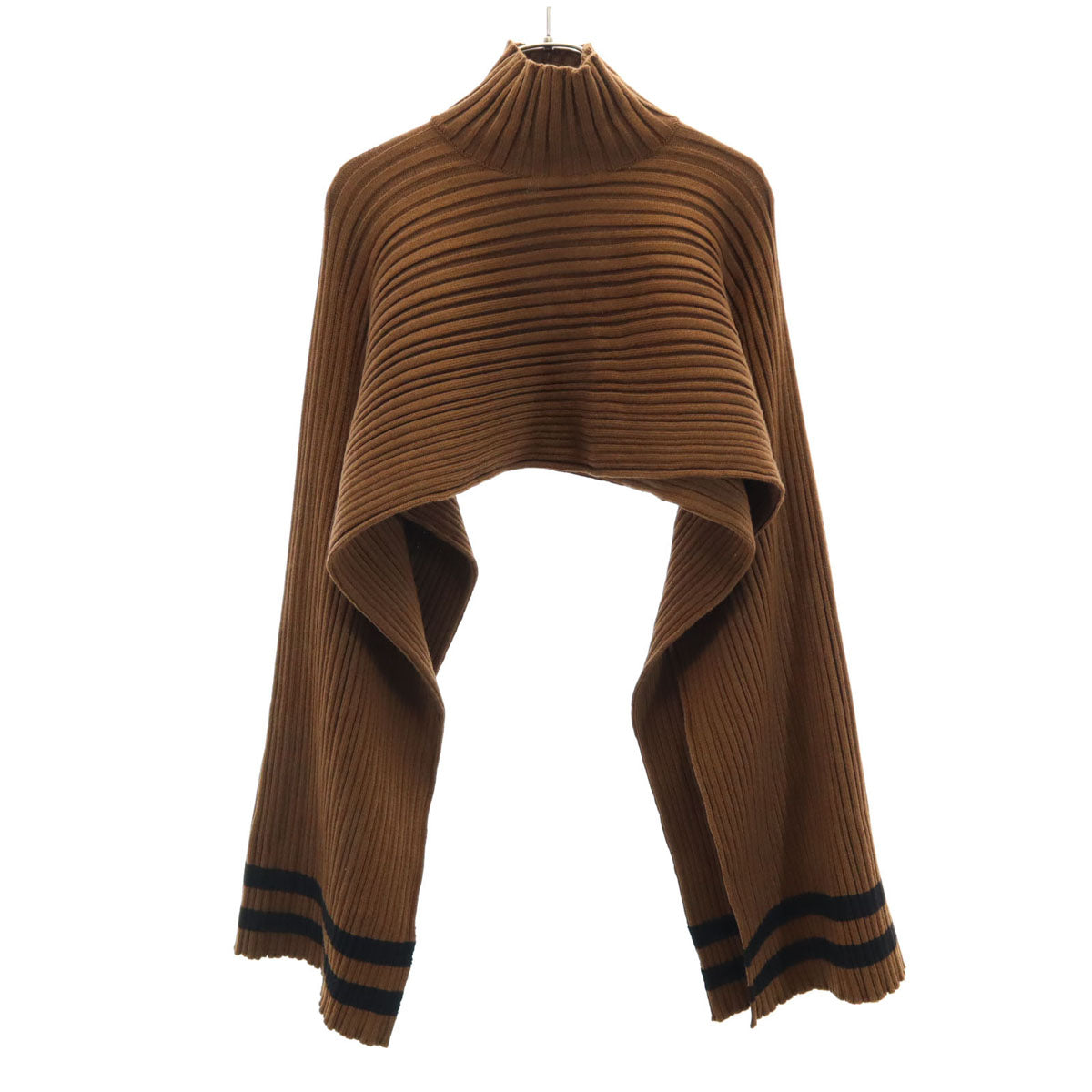 SalvatoreFerragamo サルバトーレフェラガモ イタリア製 ノースリーブ タートルネック ニット S ブラウン ポンチョ レディース