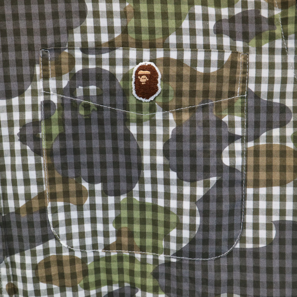 A BATHING APE アベイシングエイプ 日本製 長袖 ボタンダウンシャツ M グレー系 メンズ