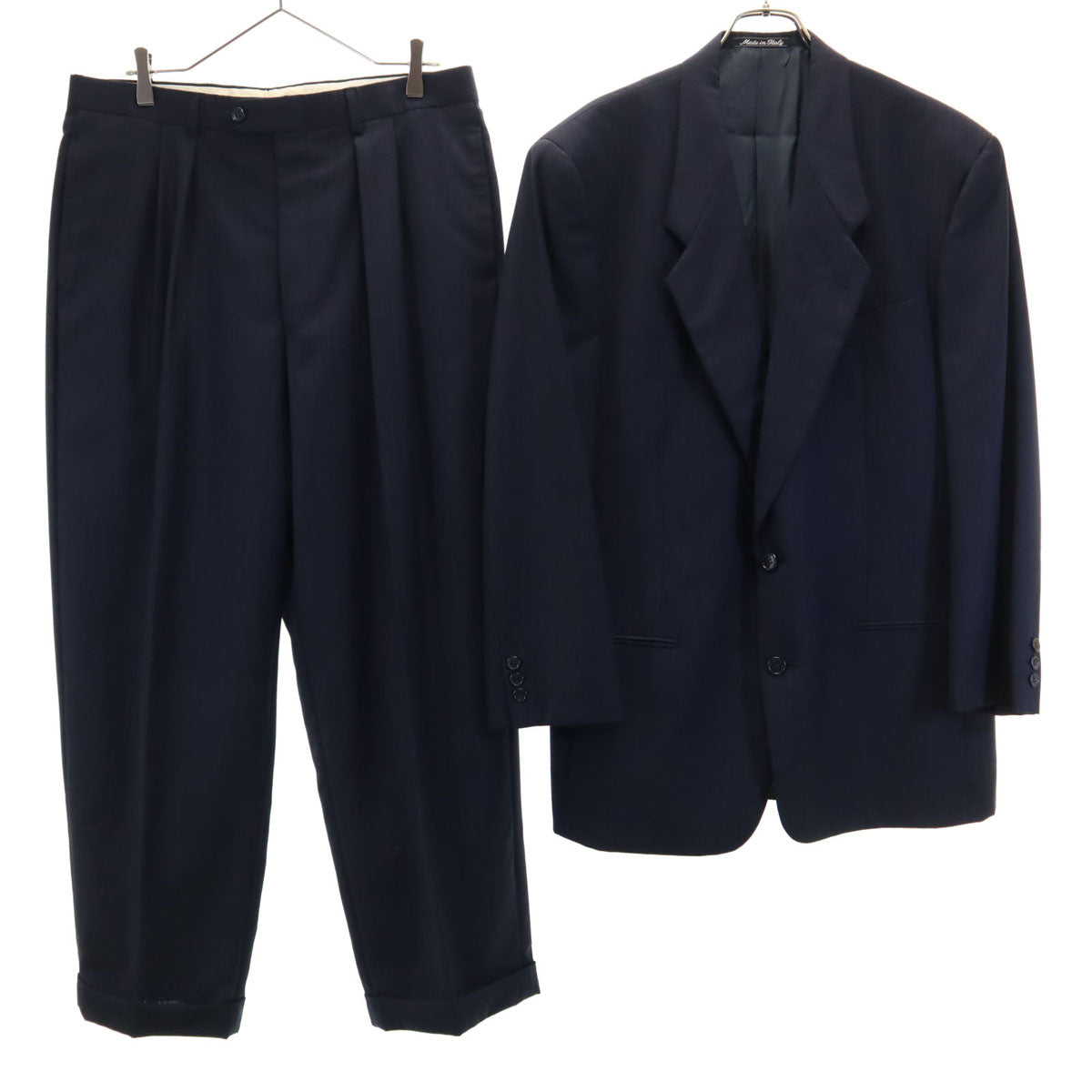 GIORGIO ARMANI ジョルジオアルマーニ 90s イタリア製 オールド ストライプ柄 スーツ 上下 セットアップ 52 ネイビー メンズ