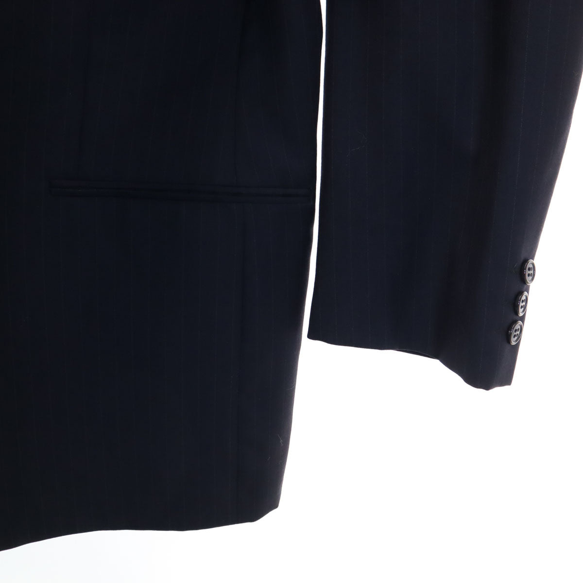 GIORGIO ARMANI ジョルジオアルマーニ 90s イタリア製 オールド ストライプ柄 スーツ 上下 セットアップ 52 ネイビー メンズ