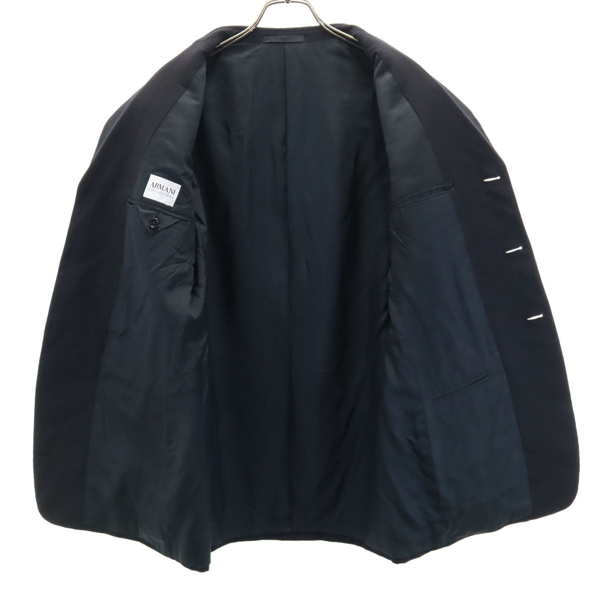 ARMANI COLLEZIONI アルマーニコレッツォーニ ヘリンボーン スーツ 上下 セットアップ 46 ブラック メンズ