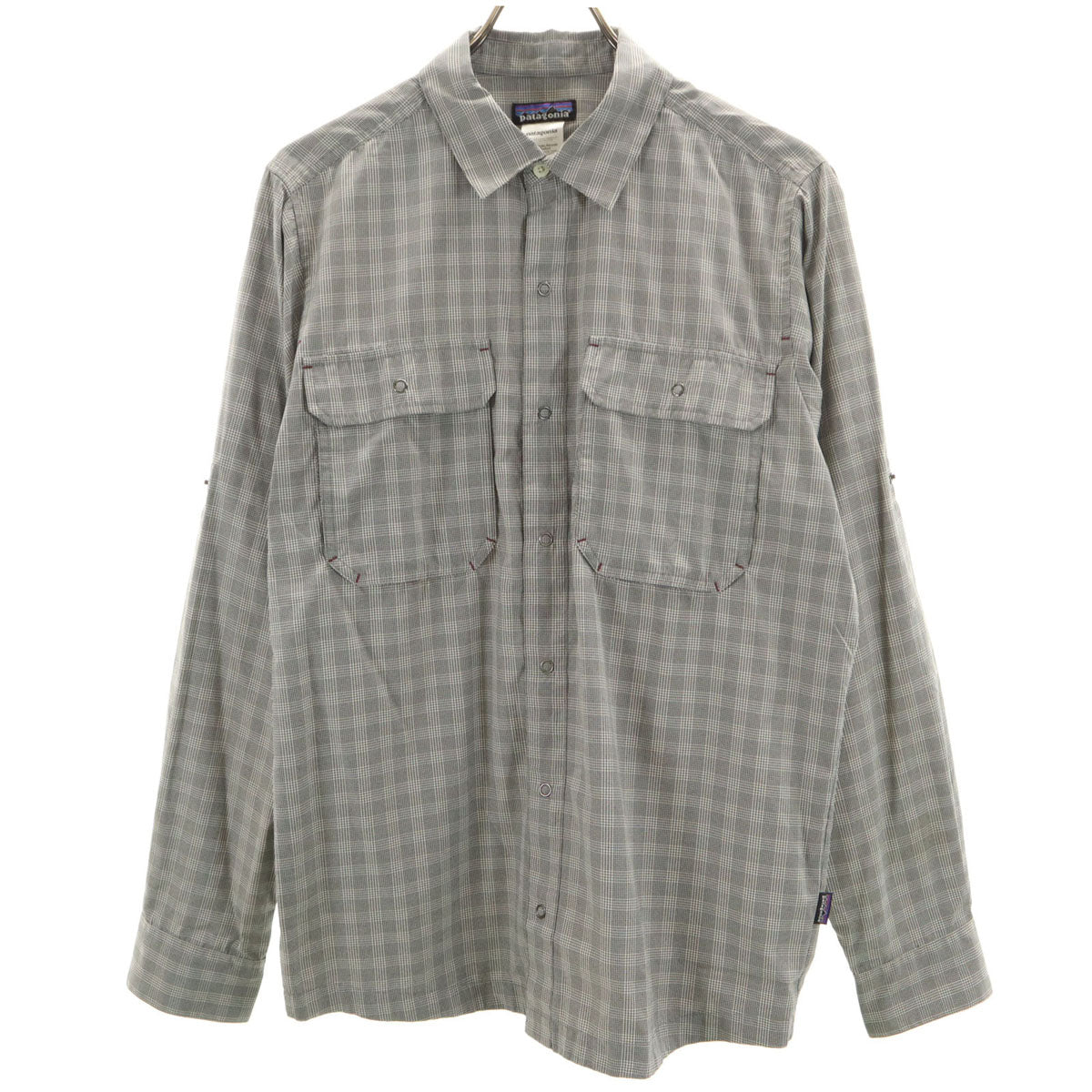 patagonia パタゴニア チェック柄 長袖 シャツ S グレー 54066SP11 アウトドア ロールアップ袖 メンズ