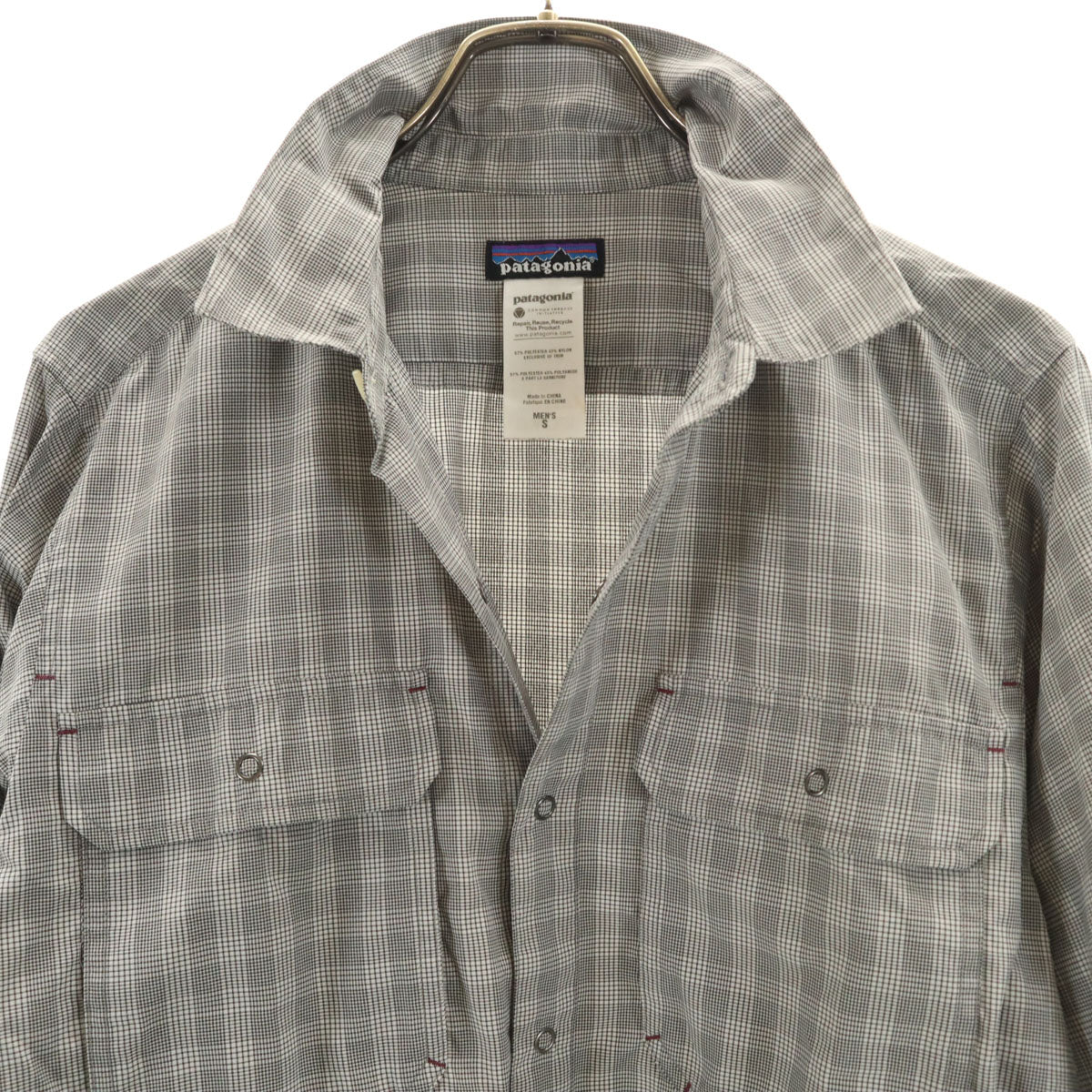 patagonia パタゴニア チェック柄 長袖 シャツ S グレー 54066SP11 アウトドア ロールアップ袖 メンズ
