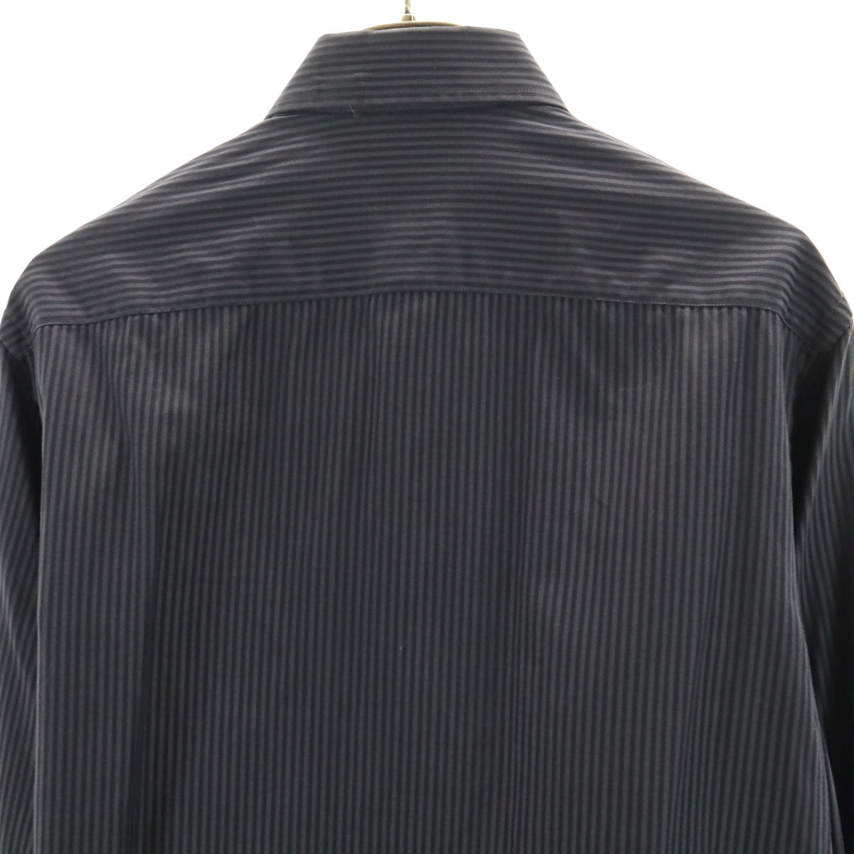 ARMANI COLLEZIONI アルマーニコレッツォーニ ストライプ柄 長袖 コットンシャツ 39 チャコールネイビー メンズ