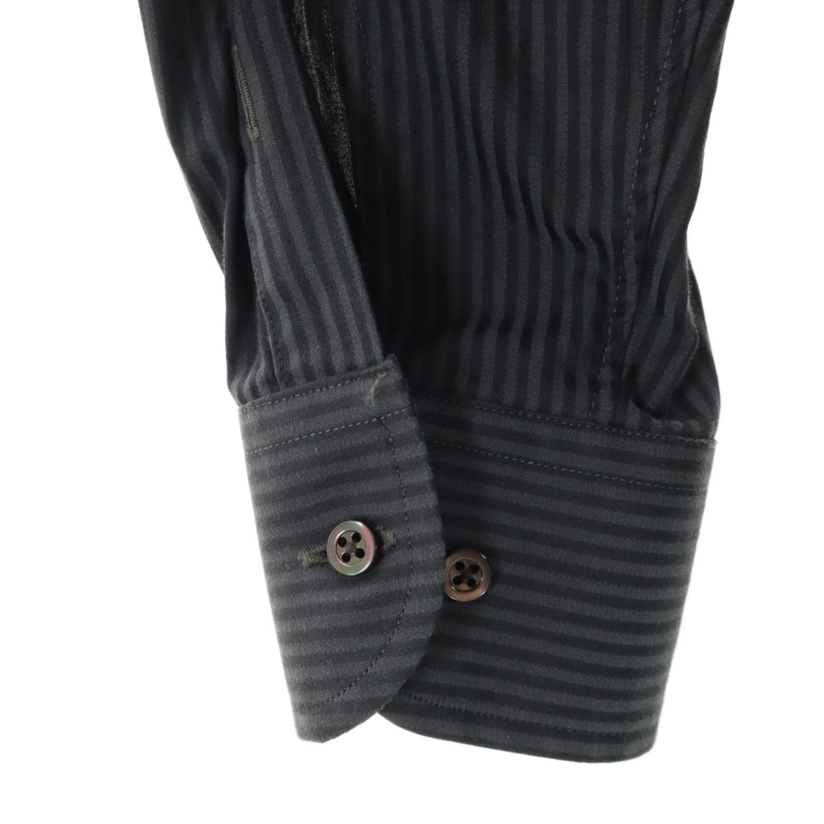 ARMANI COLLEZIONI アルマーニコレッツォーニ ストライプ柄 長袖 コットンシャツ 39 チャコールネイビー メンズ