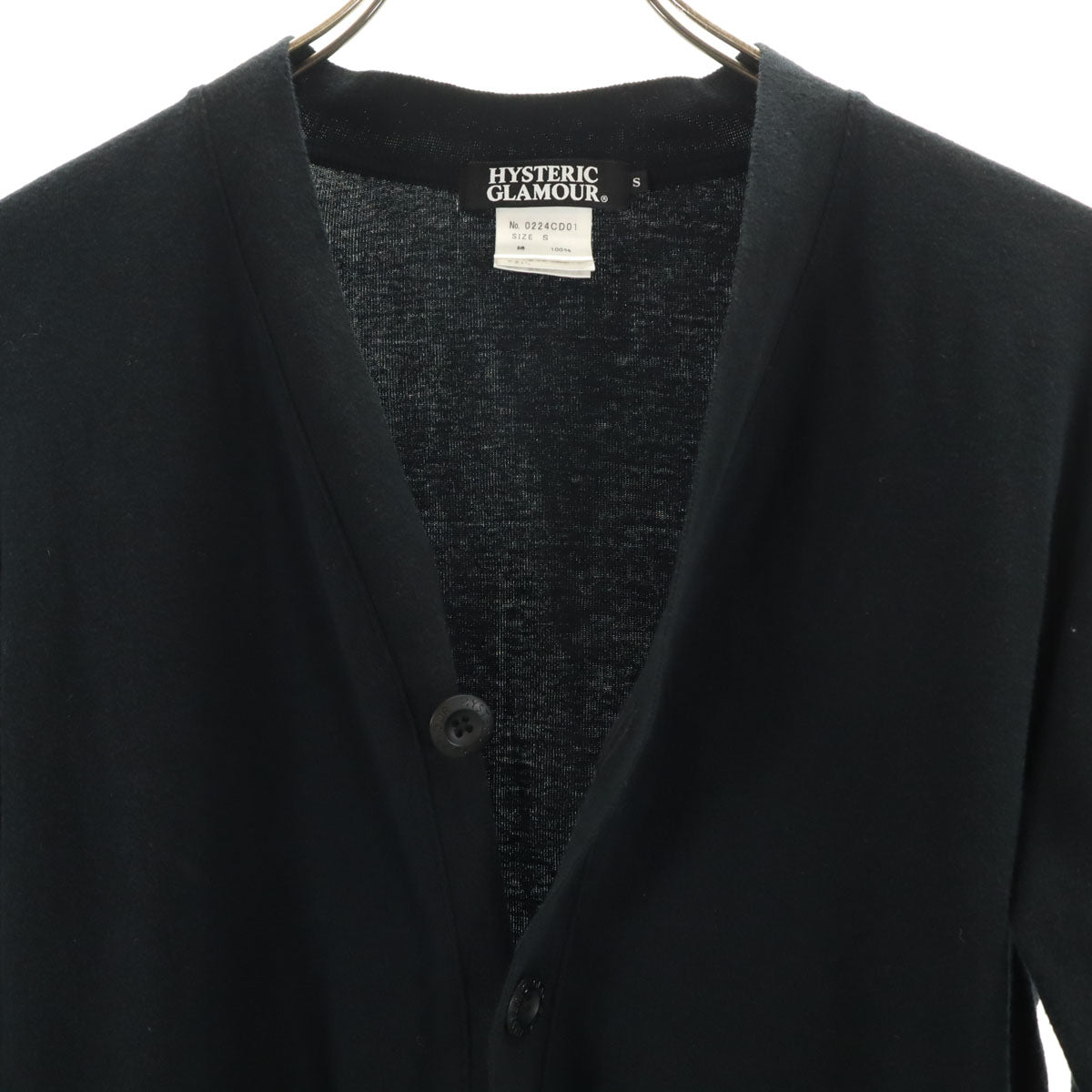 HYSTERIC GLAMOUR ヒステリックグラマー 日本製 長袖 Vネック ニットカーディガン S ブラック レディース