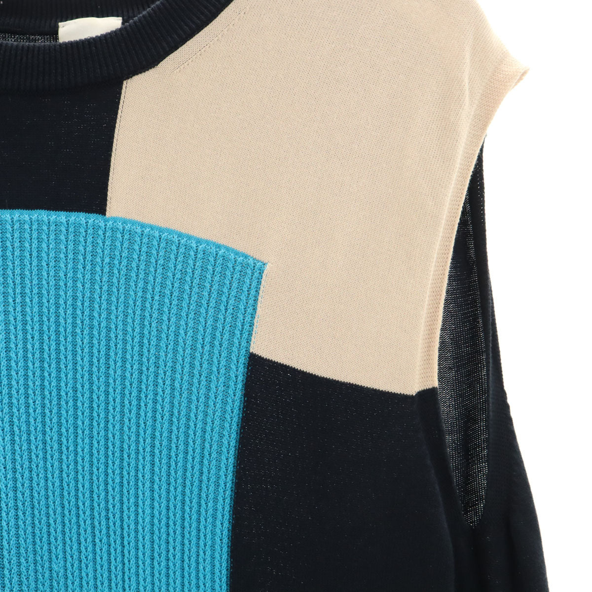 Paul Smith ポールスミス イタリア製 ノースリーブ カラーブロック ニット セーター L ネイビー系 ニット レディース