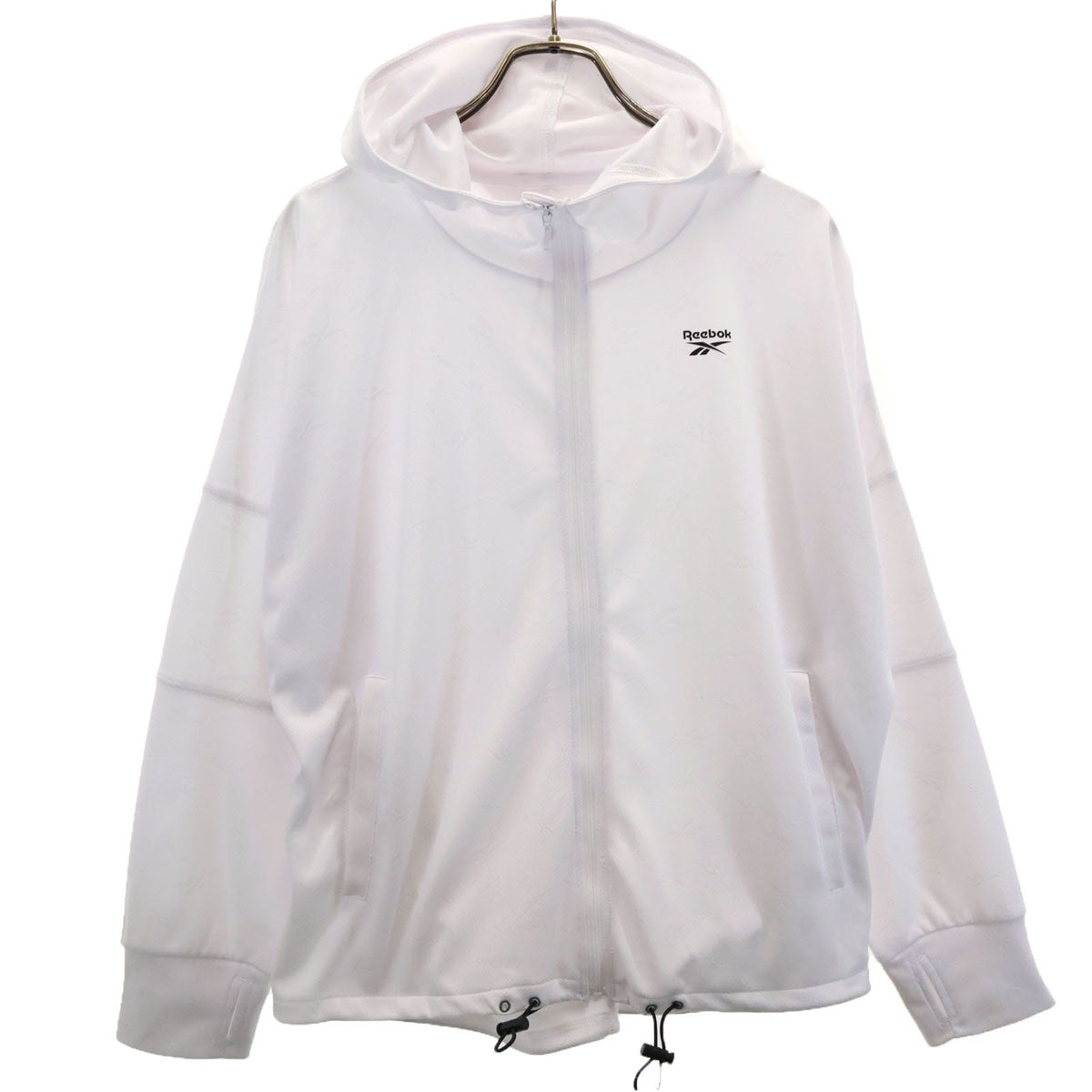Reebok リーボック 長袖 ドルマンスリーブ ジップパーカー XL ホワイト レディース