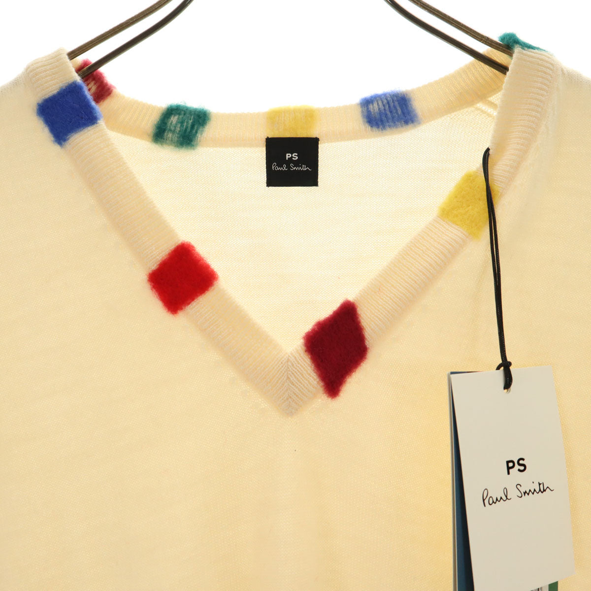 未使用 PS Paul Smith ピーエスポールスミス 長袖 Vネック ニット M アイボリー セーター レディース