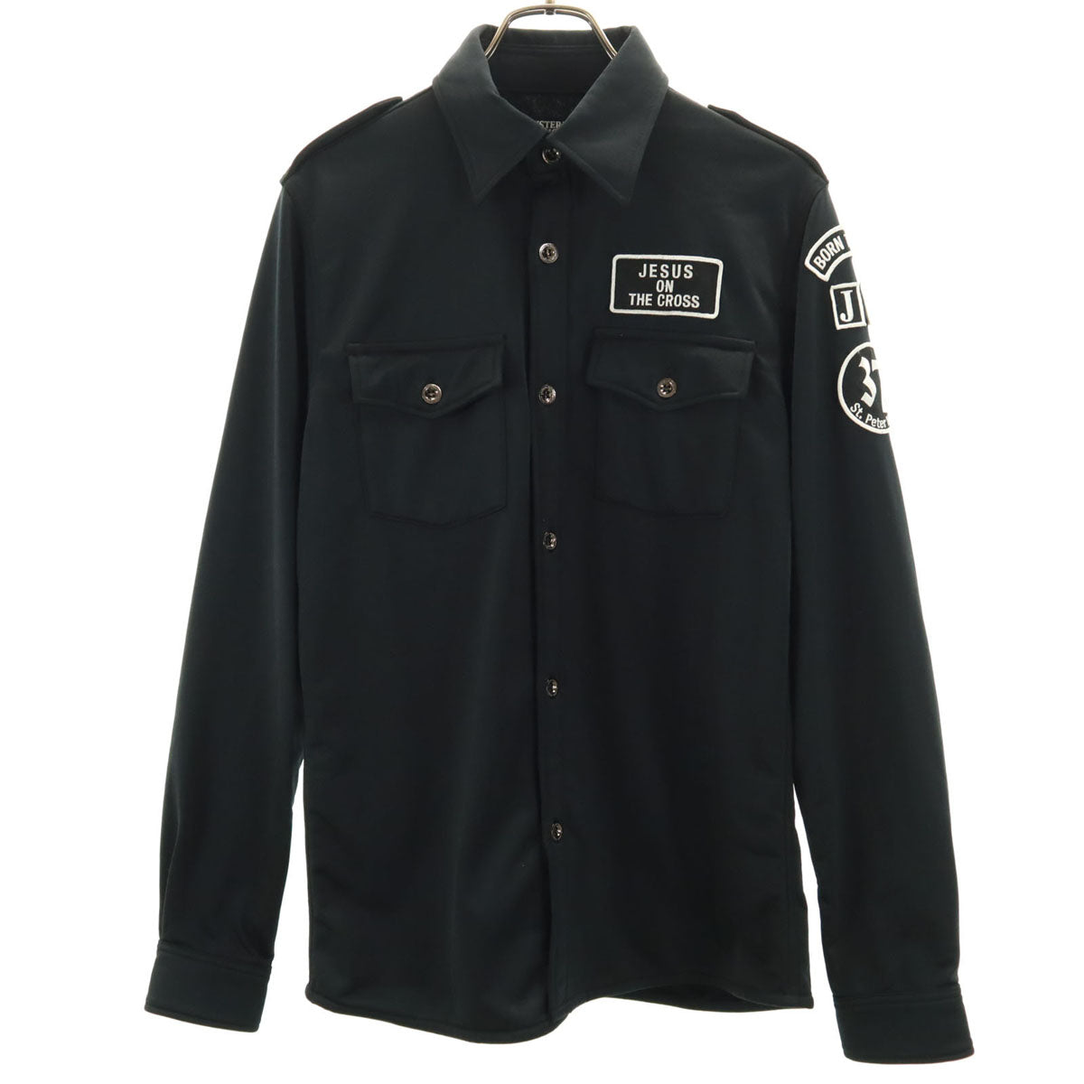 HYSTERIC GLAMOUR ヒステリックグラマー 日本製 長袖 ミリタリーシャツ L ブラック 裏トリコット メンズ