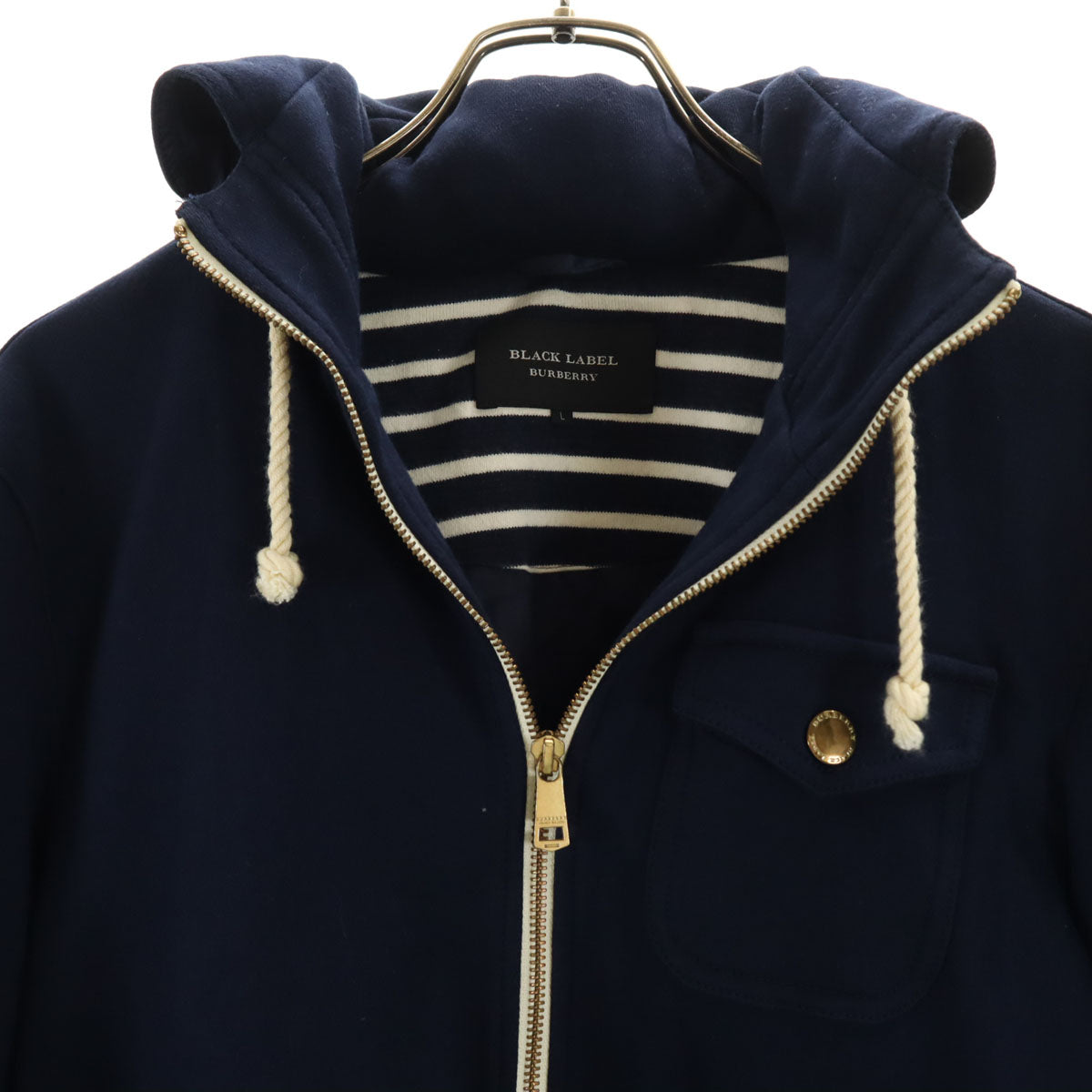 BURBERRY BLACK LABEL バーバリーブラックレーベル スウェット マリン ジャケット L ネイビー 三陽商会 レディース