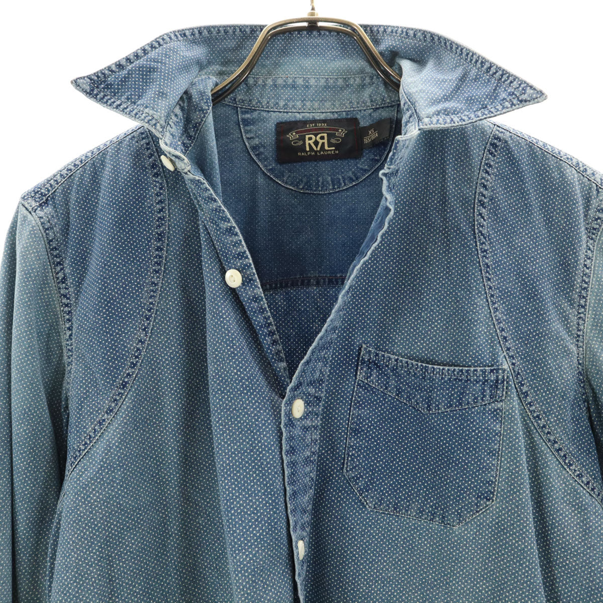 RALPH LAUREN ラルフローレン ドット 長袖 シャツ XS ブルー系 メンズ