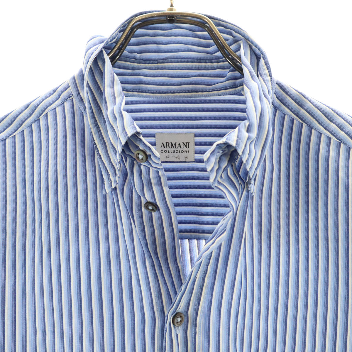 ARMANI COLLEZIONI アルマーニコレッツォーニ ストライプ 長袖 シャツ 39 ブルー系 メンズ