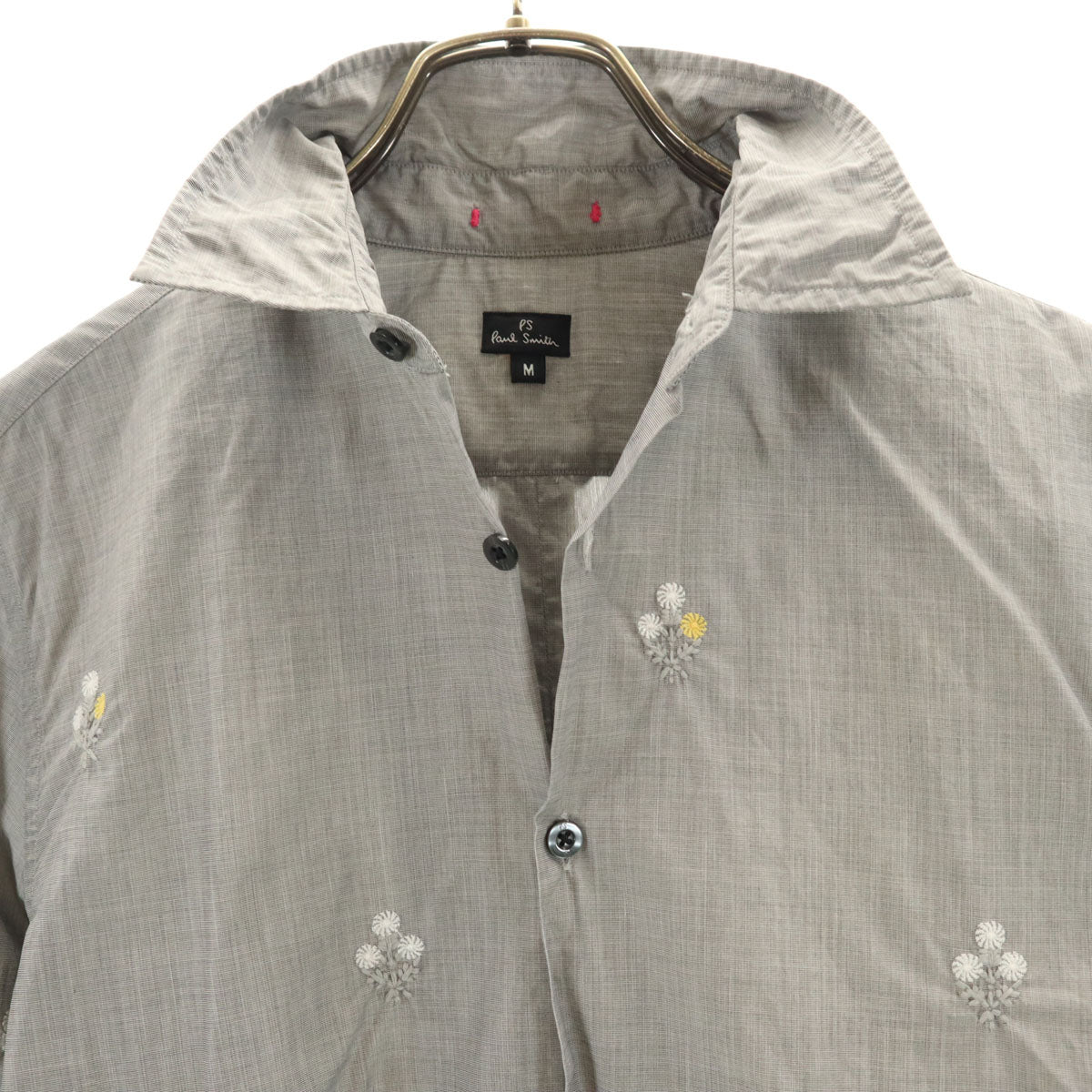Paul Smith ポールスミス 花刺_ 長袖 シャツ M グレー系 メンズ