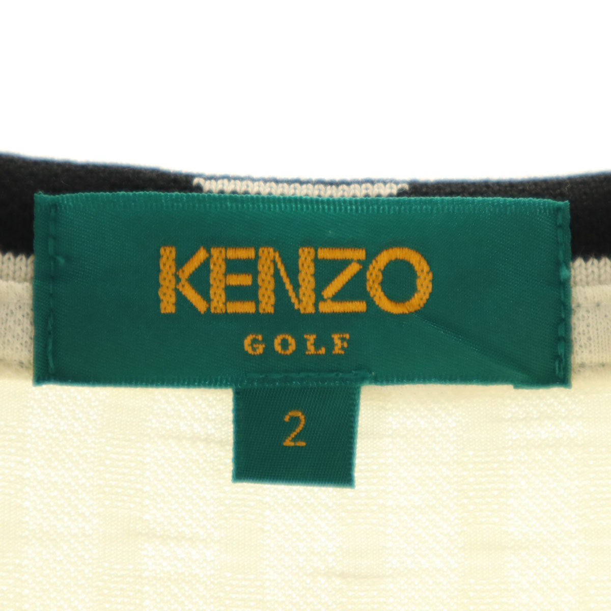 KENZO GOLF ケンゾーゴルフ 90s 日本製 オールド ストライプ 長袖 ポロシャツ 2 クリーム系 鹿の子 レディース