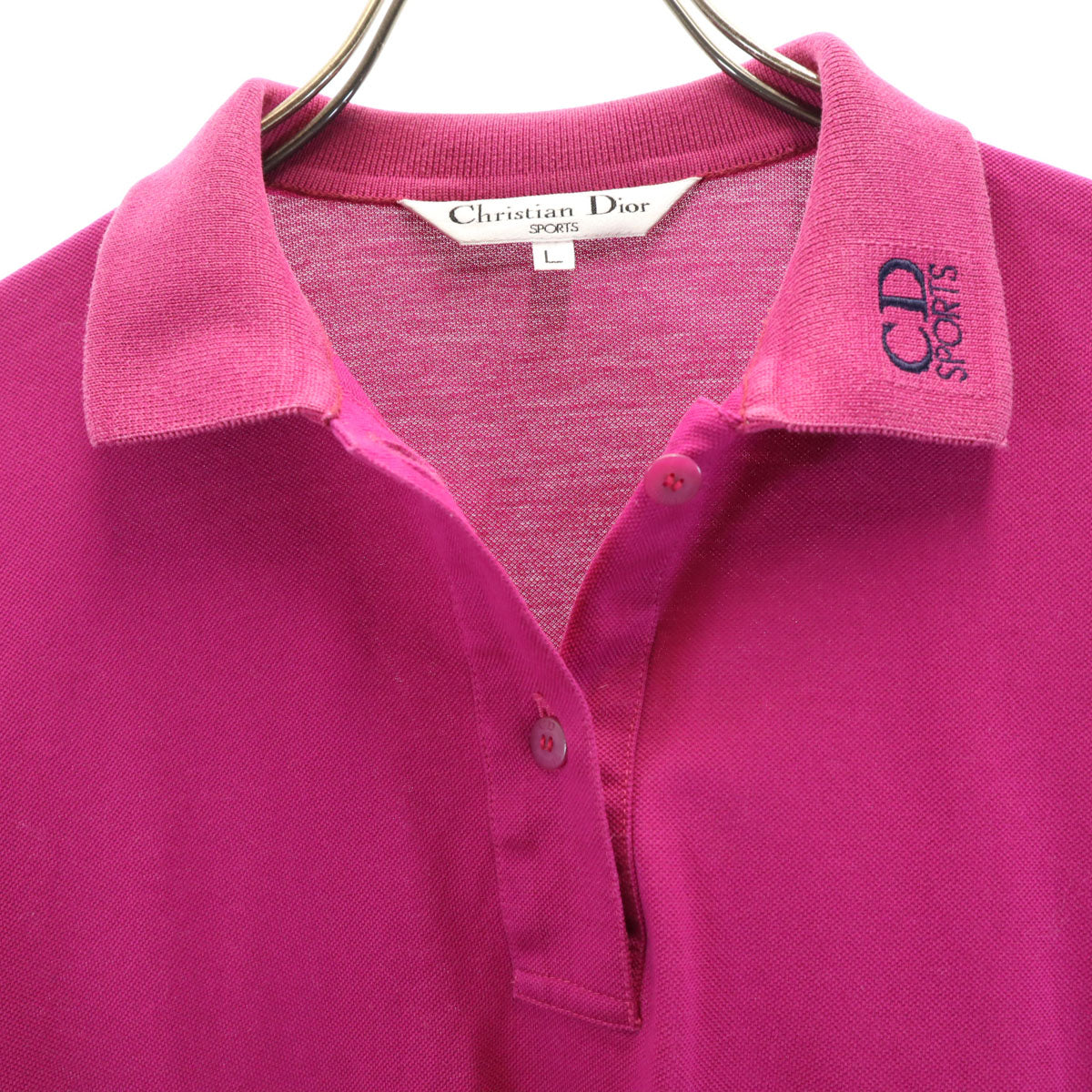 Christian Dior SPORTS クリスチャンディオール スポーツ 90s オールド 長袖 ポロシャツ L ピンク レディース