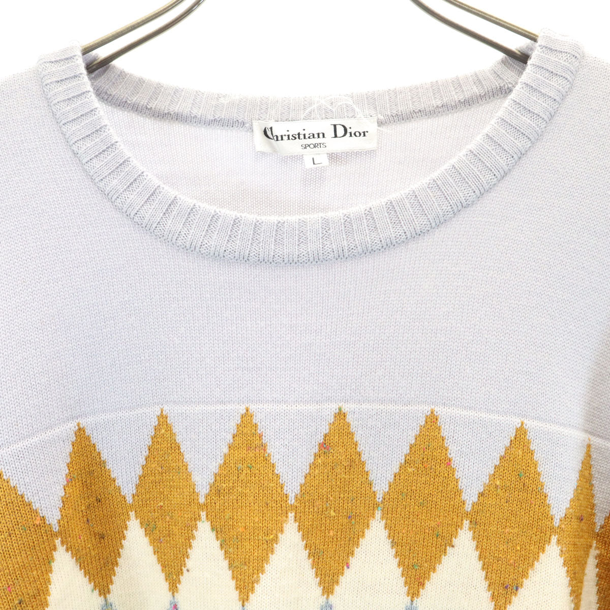 Christian Dior SPORTS クリスチャンディオールスポーツ 90s オールド アーガイル柄 長袖 セーター L グレー ニット レディース