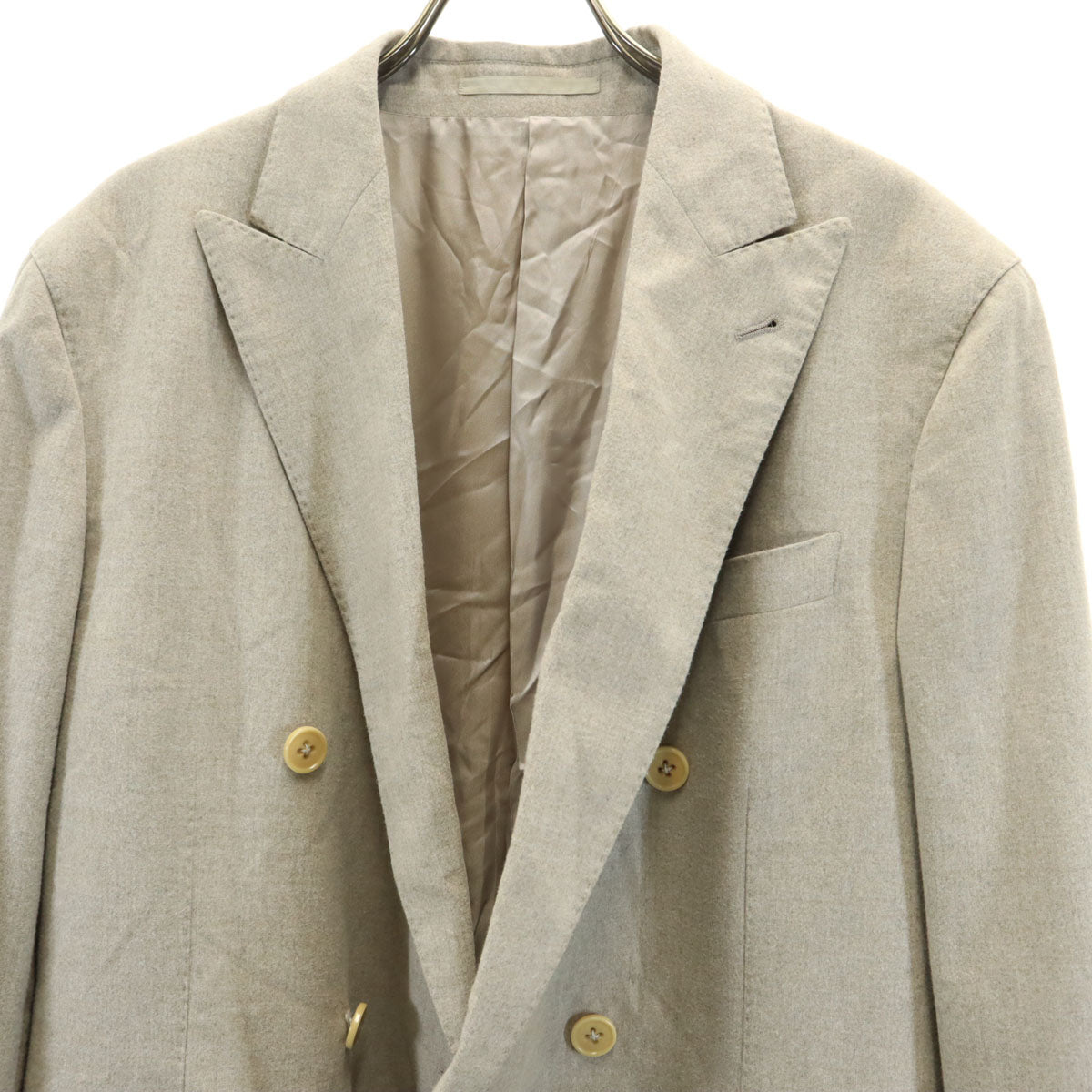 ARMANI COLLEZIONI アルマーニコレッツォーニ 90s イタリア製 オールド ウールライク ダブル テーラードジャケット 52 グレージュ メンズ