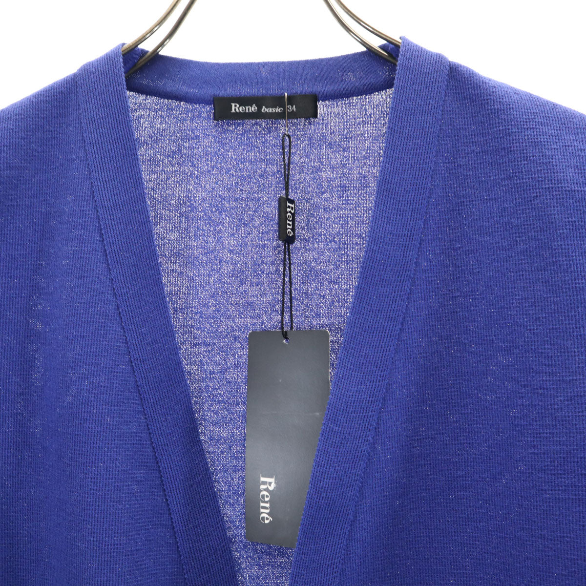 未使用 Rene basic ルネベーシック 日本製 長袖 カーディガン 34 ブルー レディース