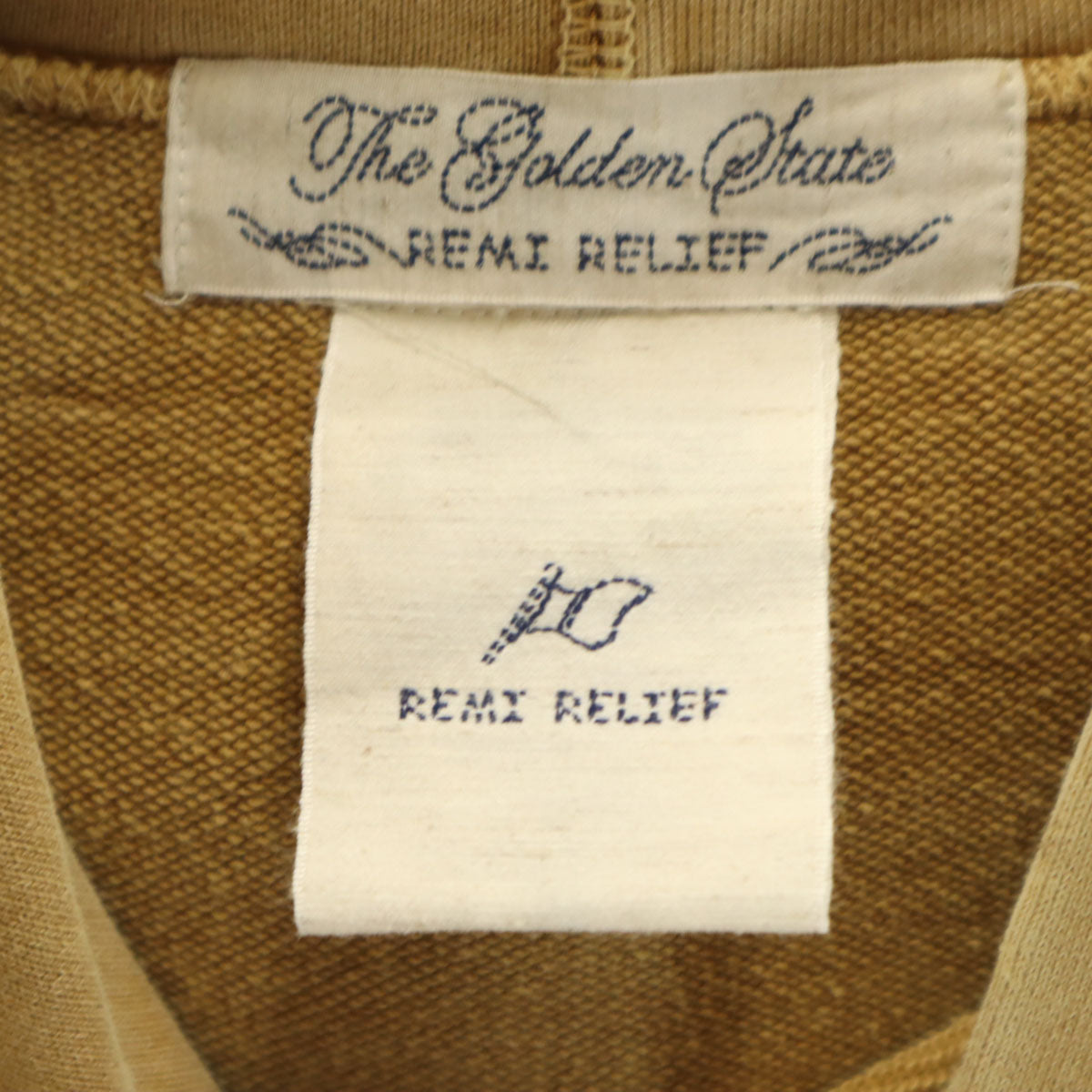 REMI RELIEF レミレリーフ 日本製 長袖 ヴィンテージ加工 スウェットパーカー M イエローベージュ メンズ