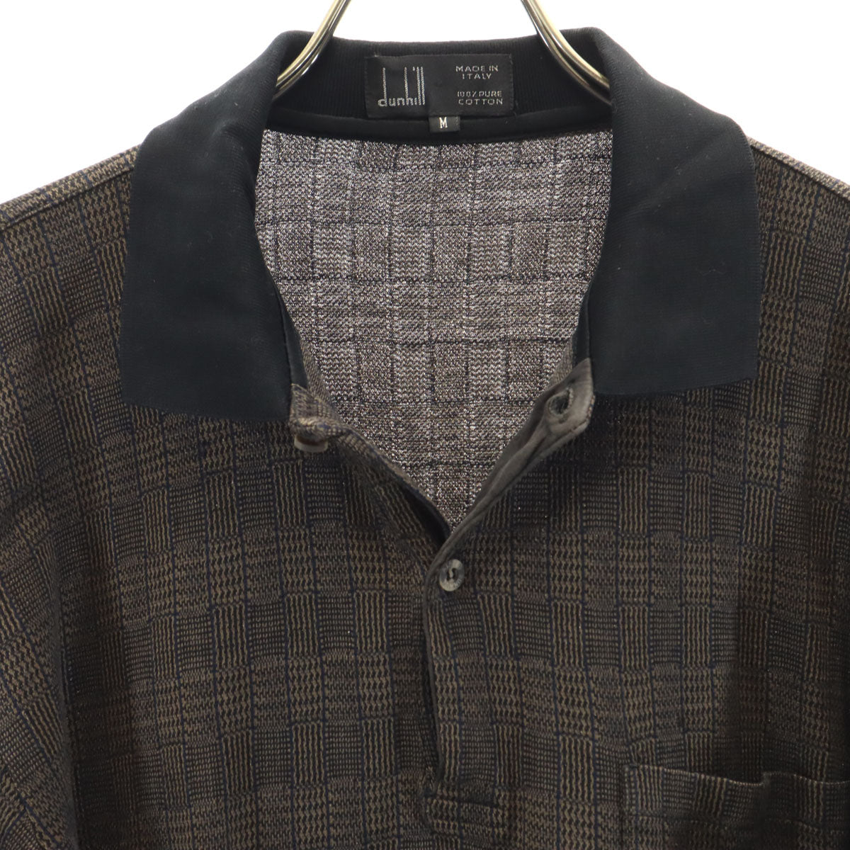 Dunhill ダンヒル イタリア製 長袖 ポロシャツ M ブラウン メンズ