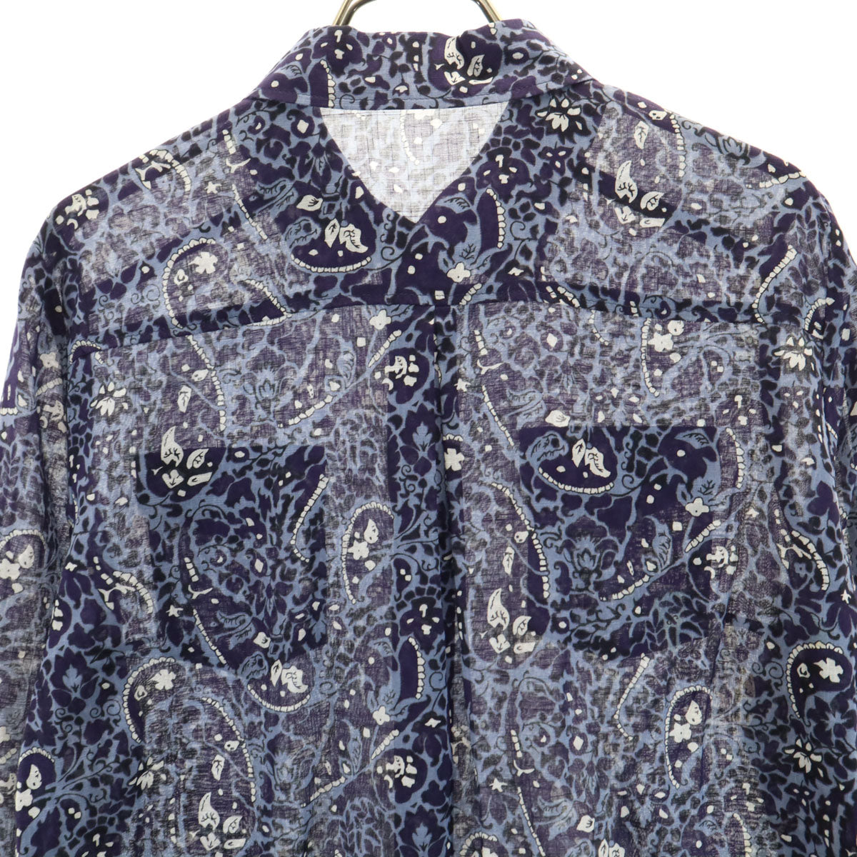 Leilian レリアン リネンブレンド 日本製 総柄 長袖 シャツ 11 ネイビー レディース