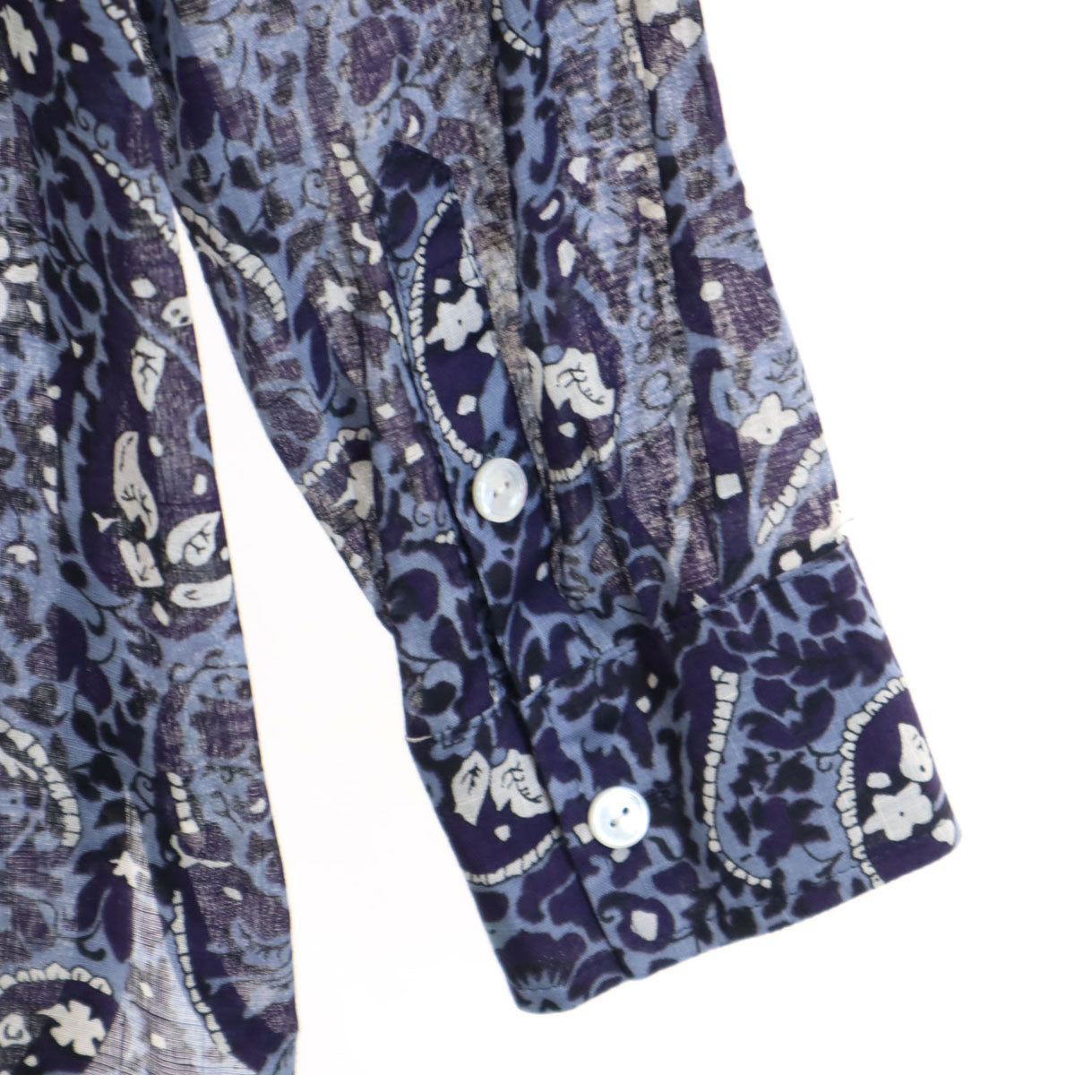 Leilian レリアン リネンブレンド 日本製 総柄 長袖 シャツ 11 ネイビー レディース