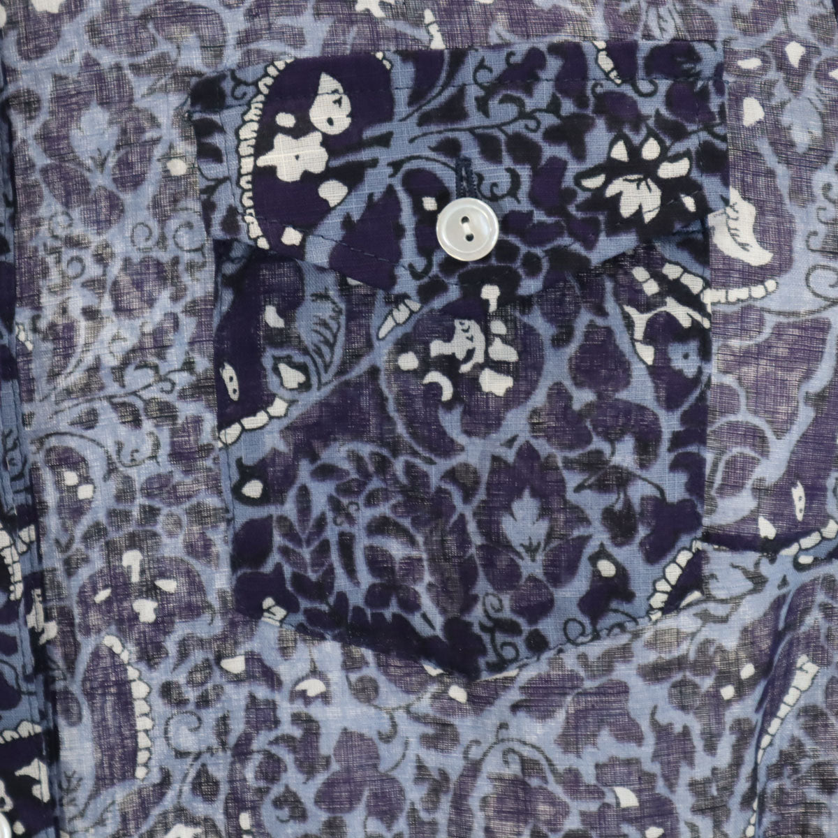 Leilian レリアン リネンブレンド 日本製 総柄 長袖 シャツ 11 ネイビー レディース
